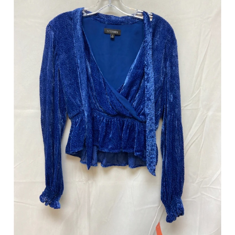 INTERMIX carissa velvet blue top